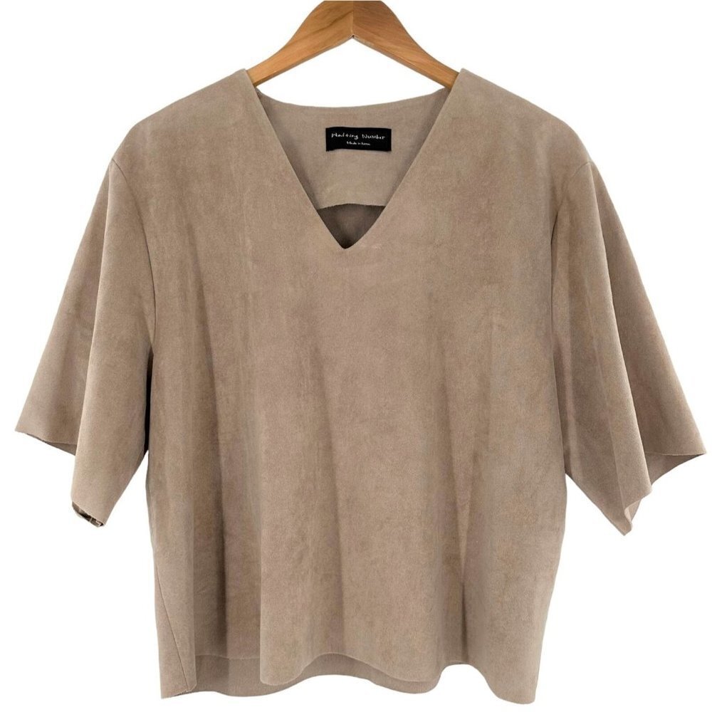 Waiting Number by SUGI Postmodern Beige Faux Suede Top Size Medium/Large